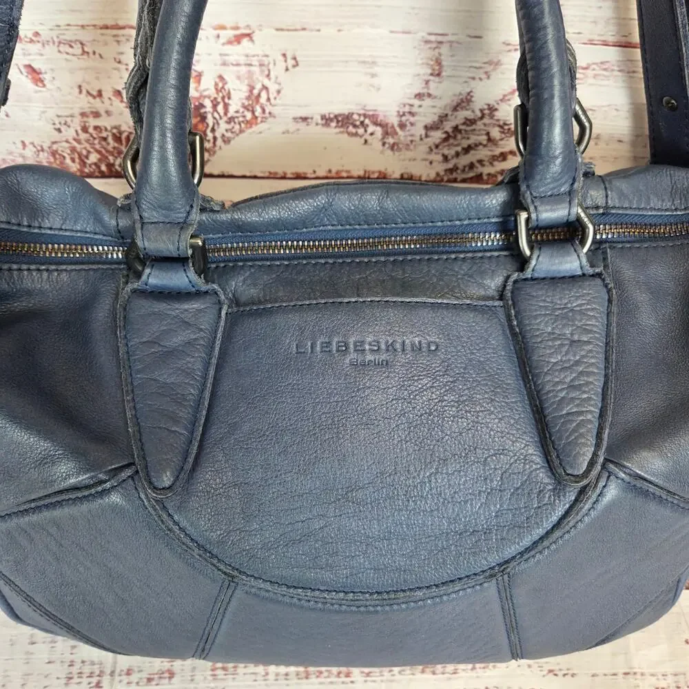 Liebeskind Berlin Esther Lg Blue Leather Satchel Bag Blue Handles & Strap Purse
